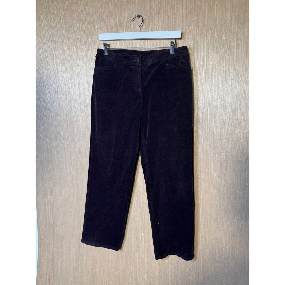 Eileen Fisher Womens Dark Purple Cotton Corduroy Straight Leg Pants Stretch Plum